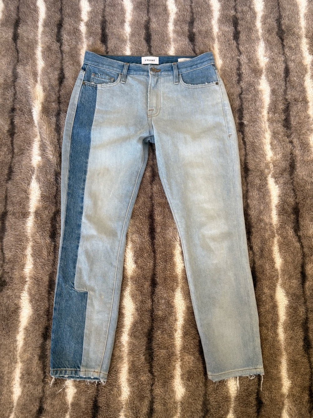Frame Denim Two-Tone Light and Medium Blue Jeans